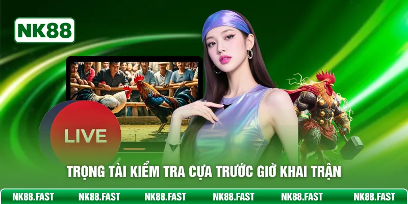 Đá Gà Cựa Sắt NK88 – Cuộc Chiến Cạnh Tranh Đầy Căng Thẳng Trọng tài kiểm tra cựa trước giờ khai trận